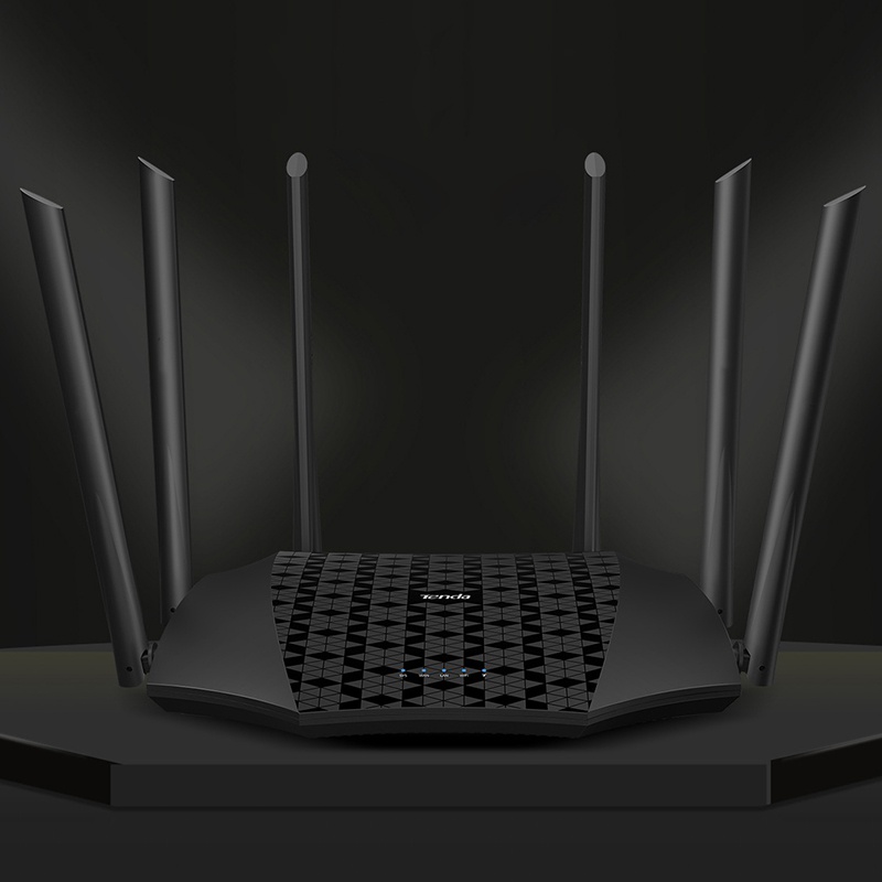 Router Wireless Tenda AC21, 6 antene externe, 6 dBi, 3 porturi LAN, Gigabit, Dual Band 5 Ghz / 2.4 Ghz, WPS, WPA2-PSK, Dynamic DNS, Negru 