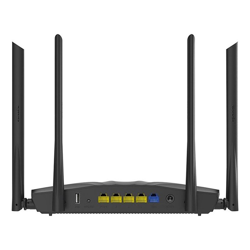Router Wireless Tenda, 6 dBi, 4 antene externe, 4 porturi LAN, Gigabit, Dual Band 5 Ghz / 2.4 Ghz, WPS, WPA2-PSK, IPTV, Negru 