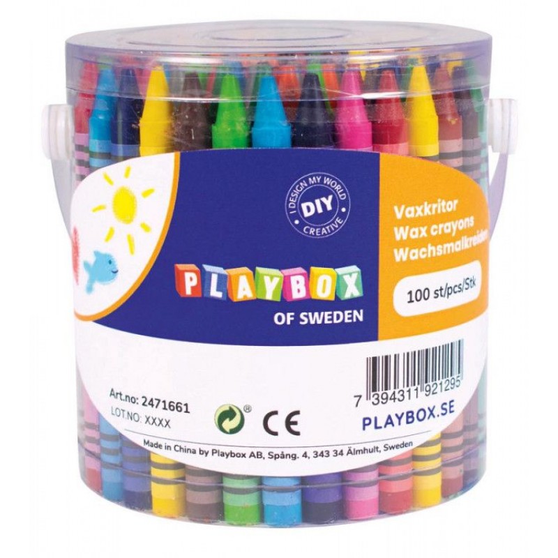 Set 100 creioane colorate Playbox, 88 mm, varf 8 mm PLAYBOX