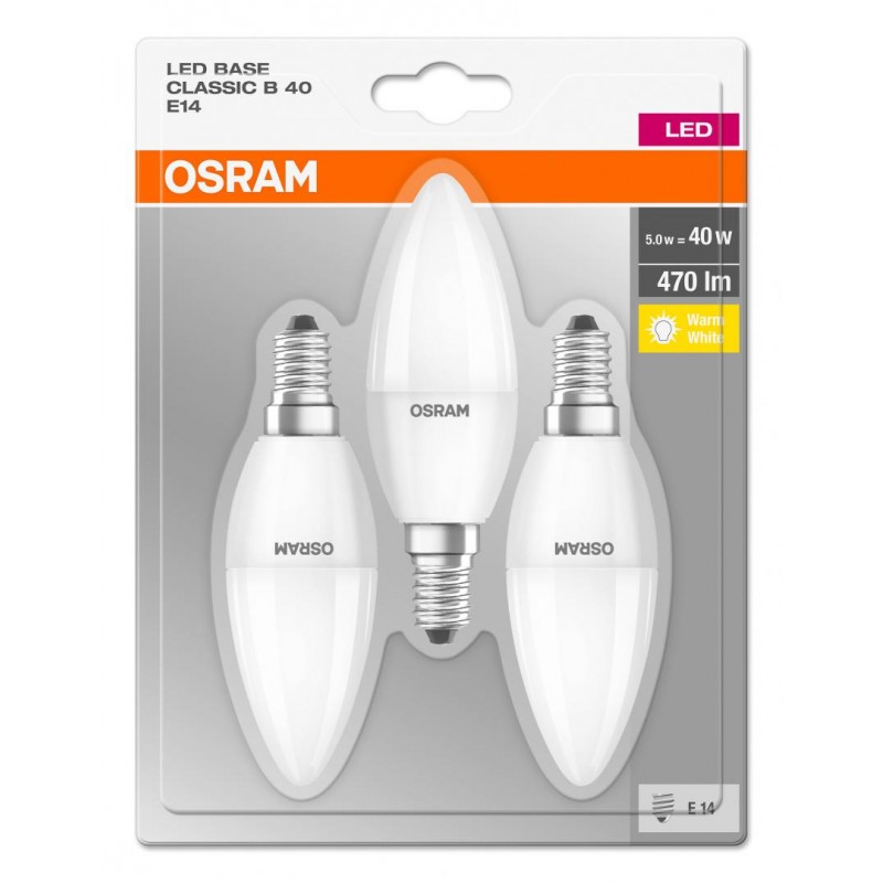 Set Becuri LED Osram, 5.7 W, 2700 K, 470 Lumeni, 220 V, E14, 10000 ore, A++, 3 bucati OSRAM imagine noua 2022