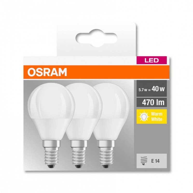 Set Becuri LED Osram, 5.7 W, 220 V, 810 lumeni, 2700 K, A++, E14, 3 bucati OSRAM imagine noua 2022