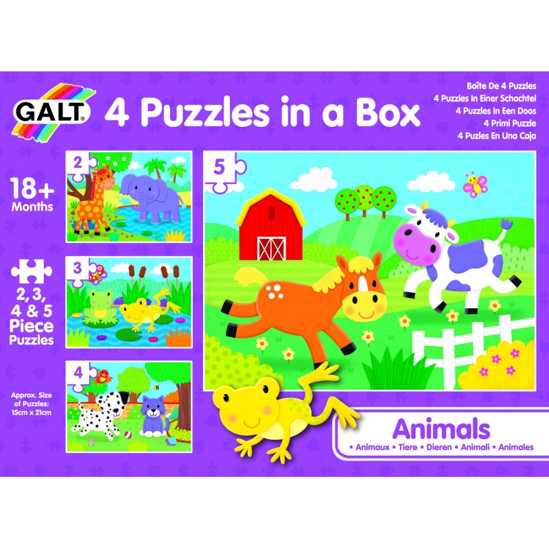 Set 4 puzzle-uri Animalute Galt, 2-5 piese, 18 luni+ Galt