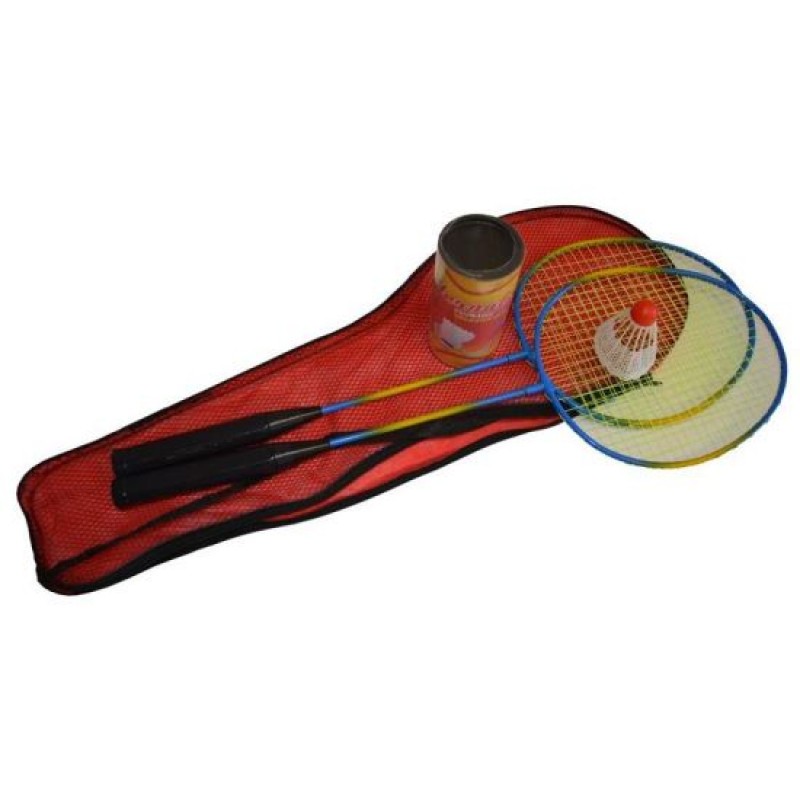 Set palete de Badminton DHS, 24 cm, fluturas nailon, husa inclusa, Rosu