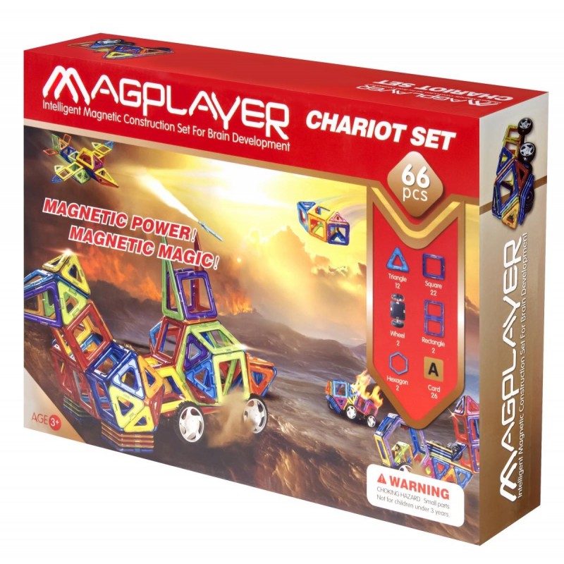 Set constructie magnetic MagPlayer, 66 piese, 3 ani+ MAGPLAYER