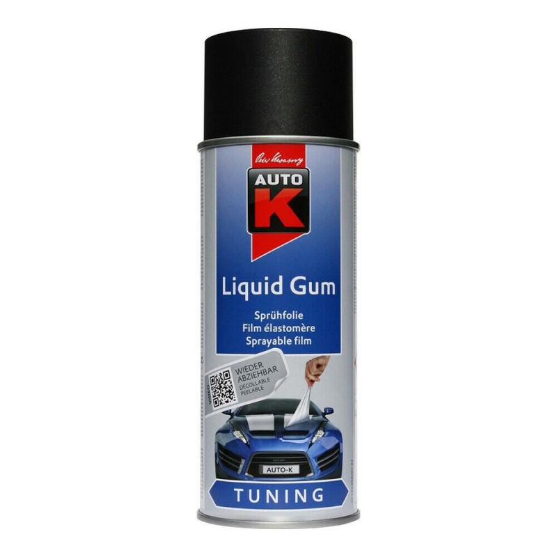 Spray vopsea cauciucata Auto-K Liquid Gum, detasabila, 400 ml, Negru Auto-K