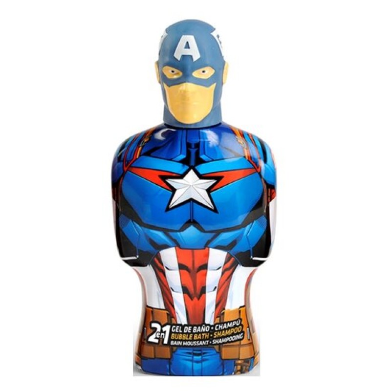 Spumant de baie si sampon Avengers, 350 ml, figurina 3D Captain America Marvel Avengers