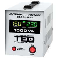 Stabilizator de tensiune Ted Electric, 1000 VA, 500 W, 1 x Schuko, alarma sonora, carcasa metalica