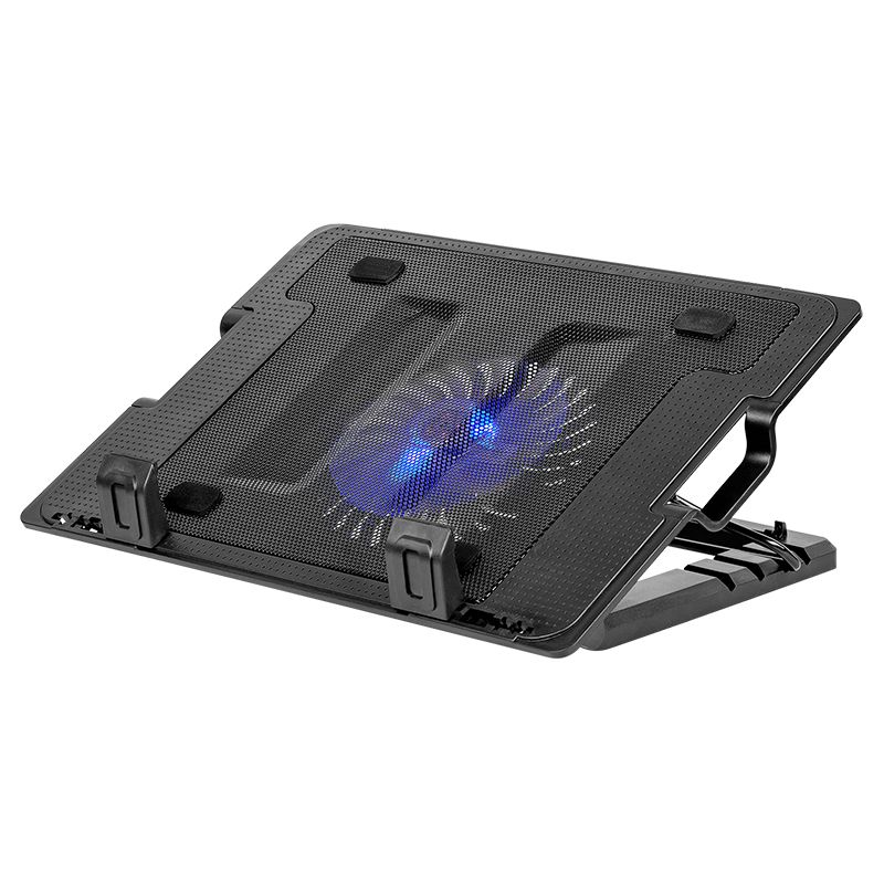 Cooler tip suport laptop Rebel, 14-17 inch, 1000 rpm, 2 x USB, ventilator luminat, Negru 2021 shopu.ro