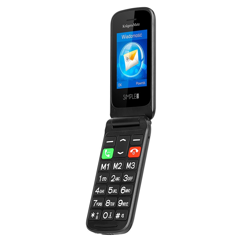 Telefon GSM Seniori Simple Kruger & Matz, 2.4 inch, 240 x 320 px, 32 MB, Li-Ion, 1000 mAh, Bluetooth 2.0, dual SIM 2021 shopu.ro