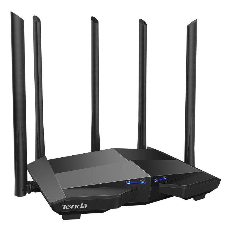 Router wireless Tenda, Gigabit, 300 + 867 Mbps, Dual-band, 5 antene, Negru