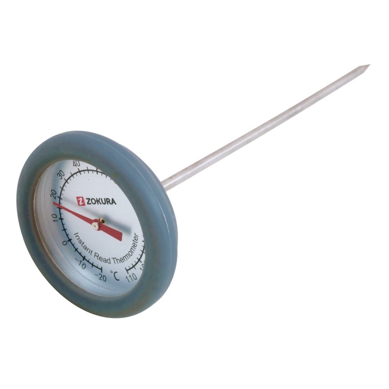 Termometru Zokura, 3.8 x 150 mm, citire instanta, margine silicon, inox