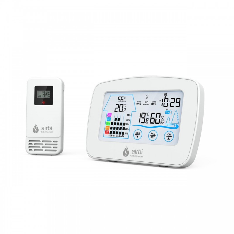 Termometru si higrometru digital Airbi Control BI1020, transmitator wireless extern Airbi