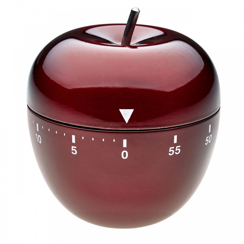 Timer analog pentru bucatarie Apple TFA, forma mar, otel inoxidabil, mecanism clasic metalic, design elegant, alarma audio, Rosu