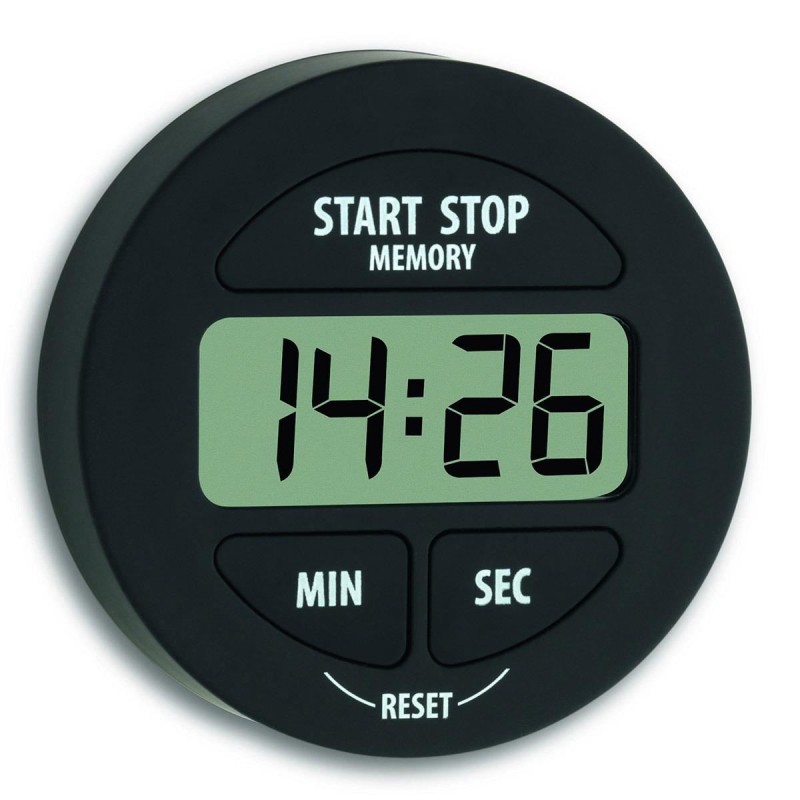 Timer digital pentru bucatarie Tfa, 55 x 17 x 55 mm, plastic/cauciuc, cronometru, suport magnetic, Negru