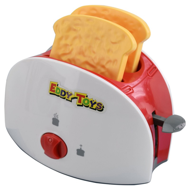 Jucarie toaster Eddy Toys, plastic, felii de paine incluse, 3 ani+, Rosu/Alb Eddy Toys