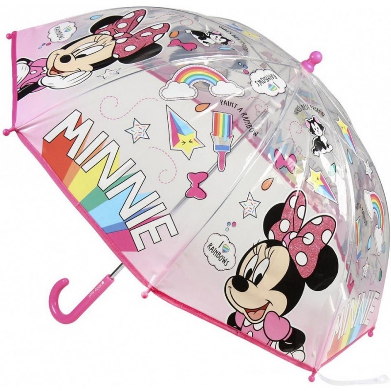 Umbrela transparenta pentru copii Minnie SunCity, 66 cm, PVC, Multicolor shopu.ro