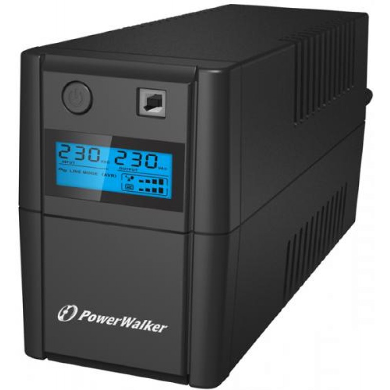 UPS line interactiv Powerwalker, USB, 2 x Shuko, baterie 12 V / 9 Ah, 850 VA, 480 W